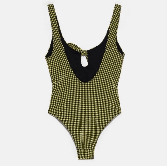 🎉🎉NWT Zara Gingham 1 Piece Black/Yellow Checked Swimsuit Size: Small - Picture 6 of 7